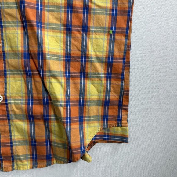 Boss Hugo Boss‎ Green Label Button-up Short Sleeve Plaid Shirt Cotton Size Small - Picture 5 of 12